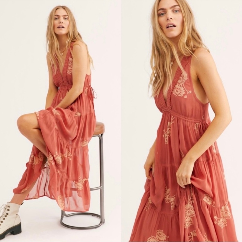 Free People Embroidered MIDI Dress